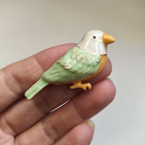 Ceramic Bird Figurine - Green and Orange